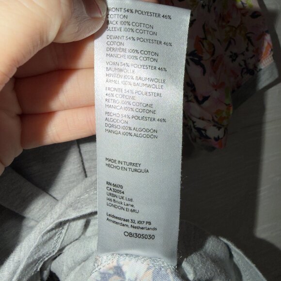 Anthropologie Maeve Floral Puff Sleeve Top Size Small Gray Mixed Print Blouse - Picture 6 of 7